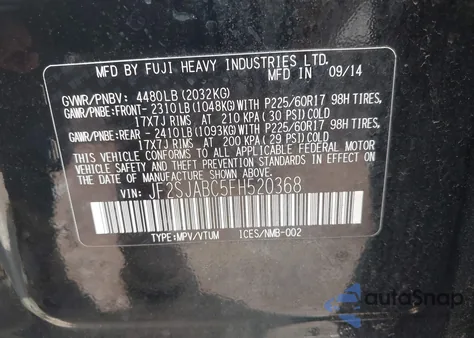 2015 Subaru Forester 2.5I z USA, uszkodzony, nr VIN JF2SJABC5FH520368